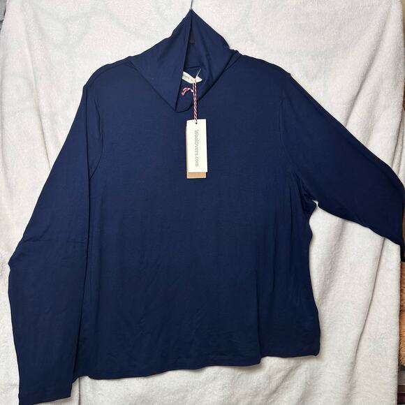Woolovers Slim Polo‎ Neck Top in Navy Blue Size XL - Picture 11 of 12